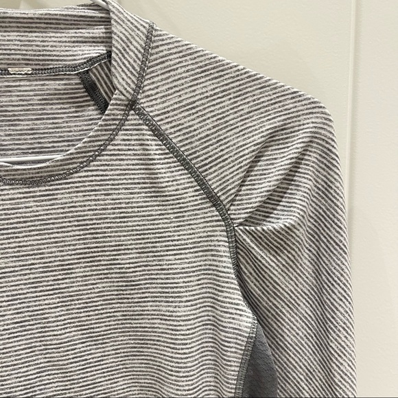 Lululemon Think Fast Long Sleeve in Tonka Stripe Heathered Slate White / Slate - Picture 12 of 14
